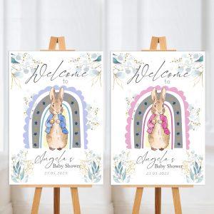 Peter Rabbit Personalised Baby Shower Welcome Sign