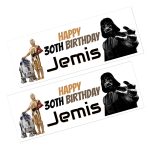 a couple of banners with characters