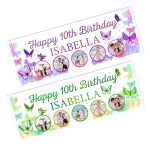 Colorful birthday banner with butterflies.