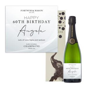 bottle of champagne with name on front