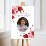 Funeral Memorial Photo Sign with rose and a photo