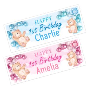 cute baby bears on a birthday banner