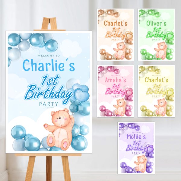 cute bears on a welcome sign for a birthday welcome sign