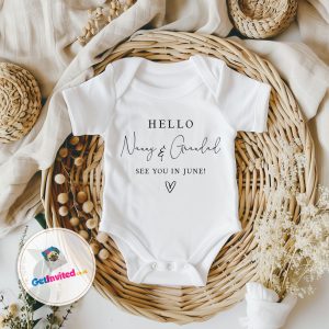 Personalised baby vest announcement for nanny & grandad