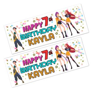 Colorful birthday banner for KP Demon Hunters
