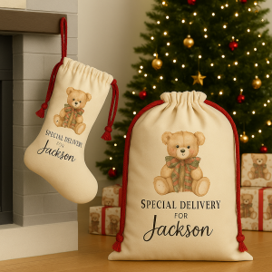 Special Delivery Bear Christmas Sack, Stocking & Gift PaperÂ