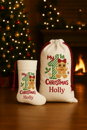 Gingerbread 1st Christmas Sack & Stocking