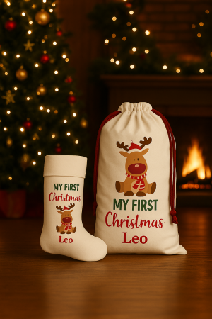 First Christmas stocking and bag