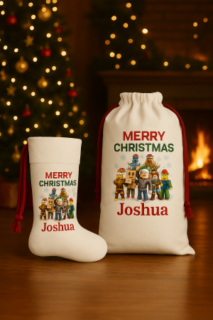Personalised Christmas stocking and bag