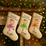 stockings with names on a ballerina teddy bears in a choice of colours