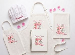 Personalised Kitchen & Baking Collection Aprons Hats Recipe Books