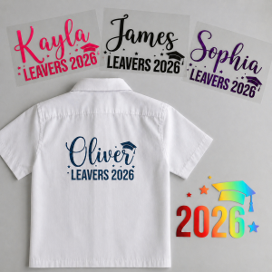 Personalised School Leavers 2026 Iron On Transfer Custom Name Decal
