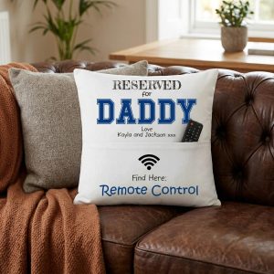 Reserved for Daddy Pocket Cushion Remote & Snack Holder